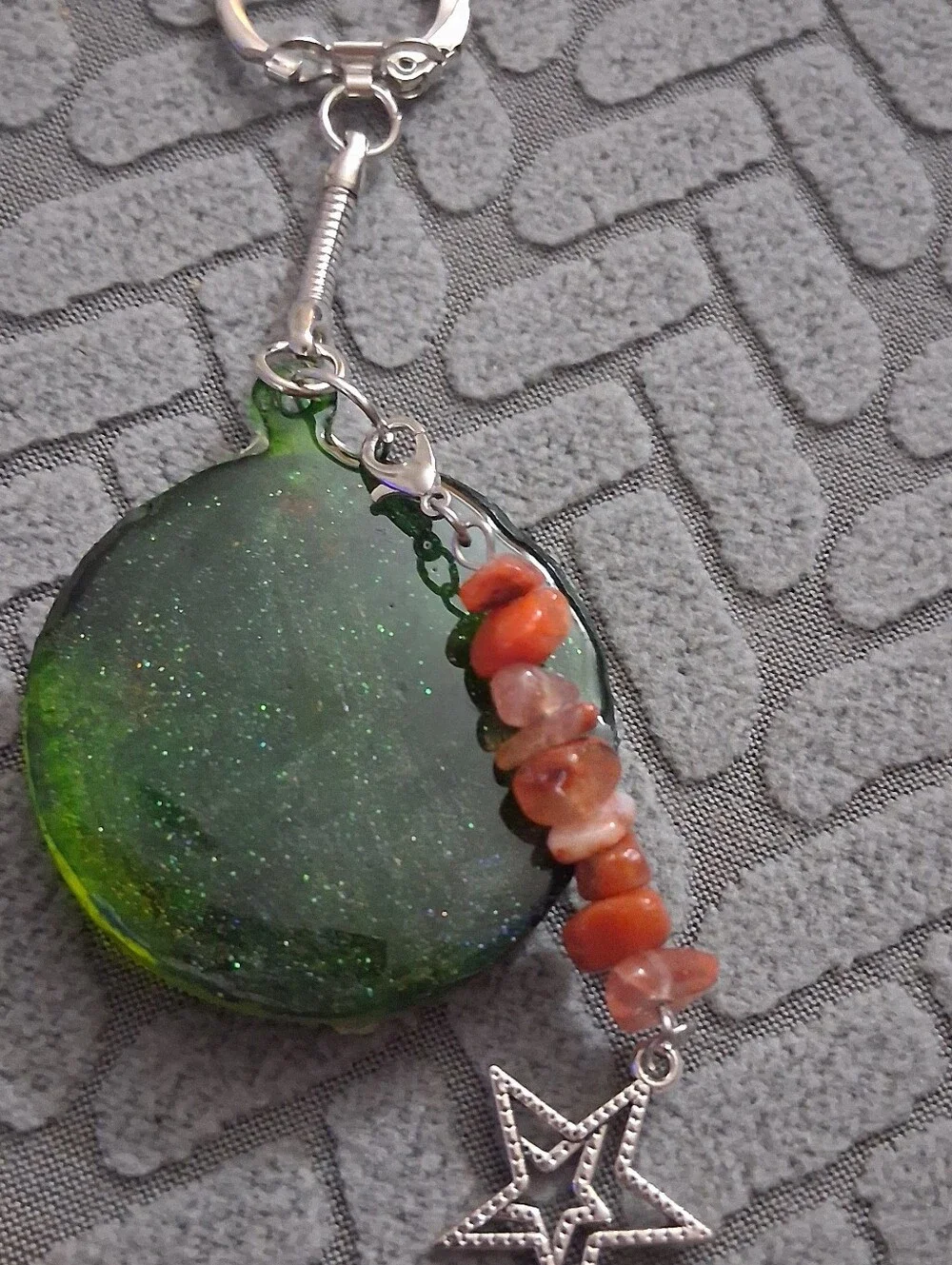 Scorpio Zodiac Keychain with Carnelian Chips